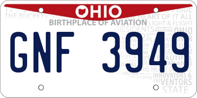 OH license plate GNF3949