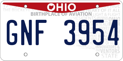 OH license plate GNF3954