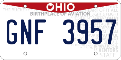 OH license plate GNF3957
