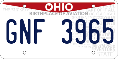 OH license plate GNF3965