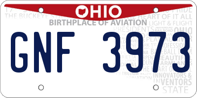 OH license plate GNF3973