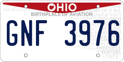 OH license plate GNF3976