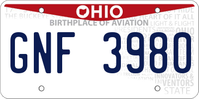 OH license plate GNF3980