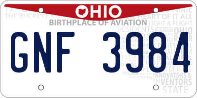 OH license plate GNF3984