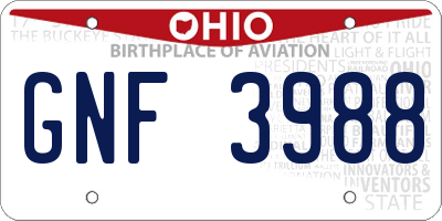 OH license plate GNF3988