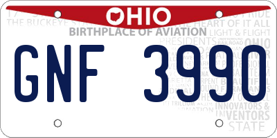 OH license plate GNF3990