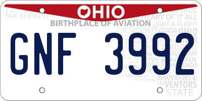 OH license plate GNF3992