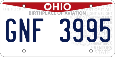 OH license plate GNF3995