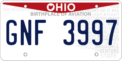OH license plate GNF3997