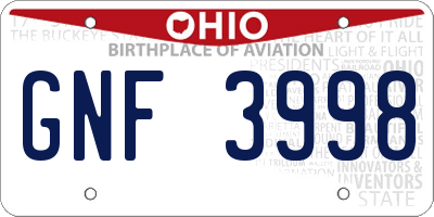 OH license plate GNF3998