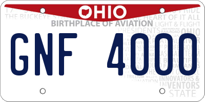 OH license plate GNF4000