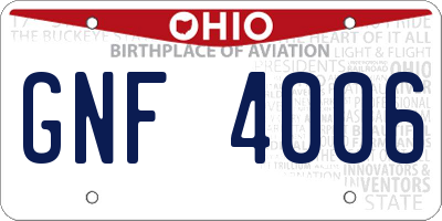 OH license plate GNF4006