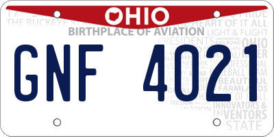 OH license plate GNF4021