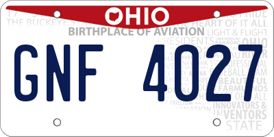 OH license plate GNF4027