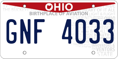 OH license plate GNF4033