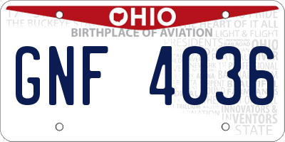 OH license plate GNF4036