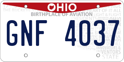 OH license plate GNF4037