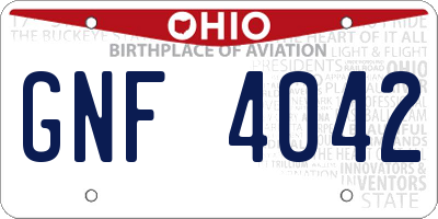 OH license plate GNF4042