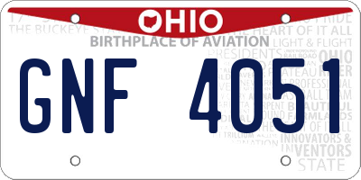 OH license plate GNF4051
