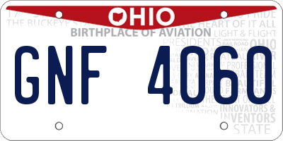 OH license plate GNF4060