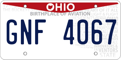 OH license plate GNF4067