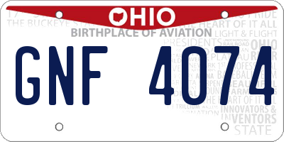 OH license plate GNF4074