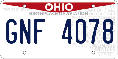 OH license plate GNF4078