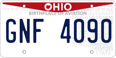 OH license plate GNF4090