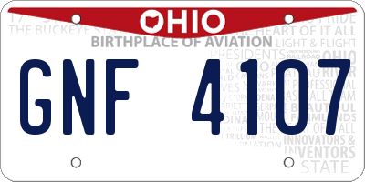 OH license plate GNF4107