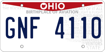 OH license plate GNF4110