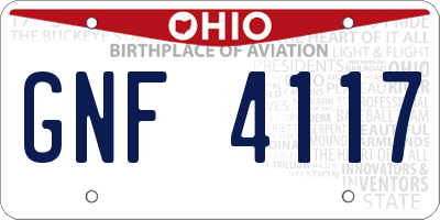 OH license plate GNF4117