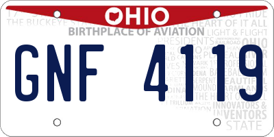 OH license plate GNF4119