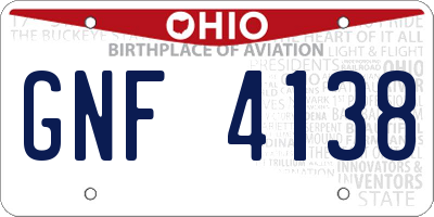 OH license plate GNF4138