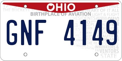 OH license plate GNF4149
