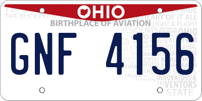 OH license plate GNF4156
