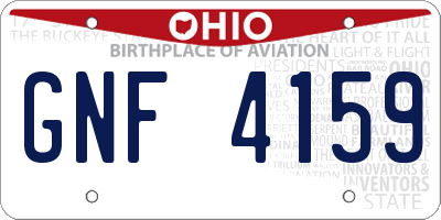 OH license plate GNF4159