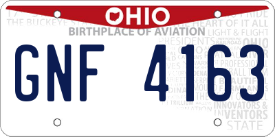 OH license plate GNF4163