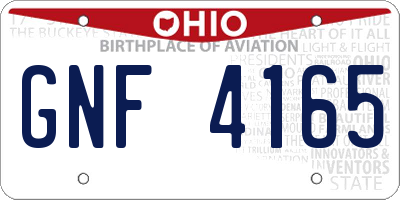 OH license plate GNF4165