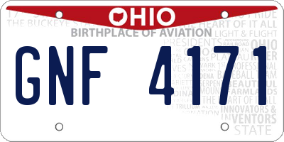 OH license plate GNF4171
