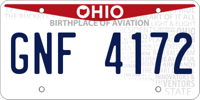 OH license plate GNF4172