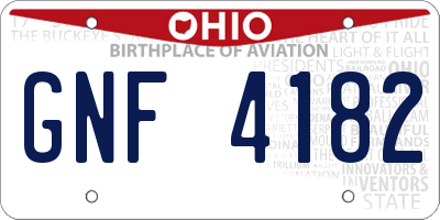 OH license plate GNF4182