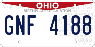 OH license plate GNF4188