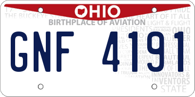 OH license plate GNF4191