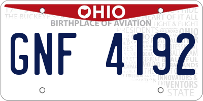 OH license plate GNF4192