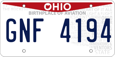 OH license plate GNF4194