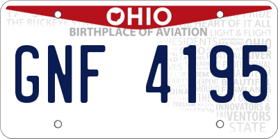 OH license plate GNF4195