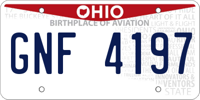 OH license plate GNF4197