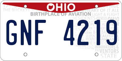 OH license plate GNF4219