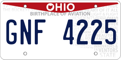 OH license plate GNF4225