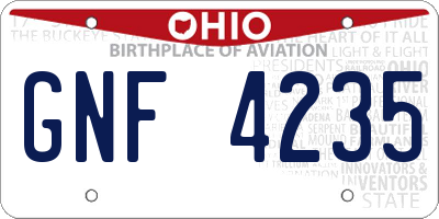 OH license plate GNF4235